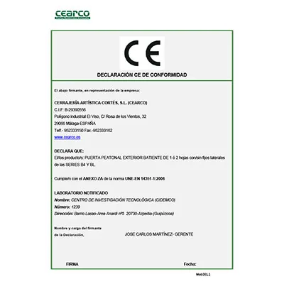 Certificado CE Cearco
